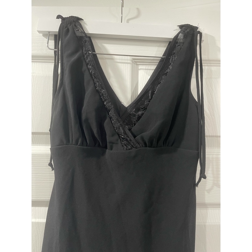 Black V neck midi dress